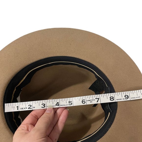 rag & bone Womens Large Cognac Brown Braided Leather Brass Band Wool Fedora Hat